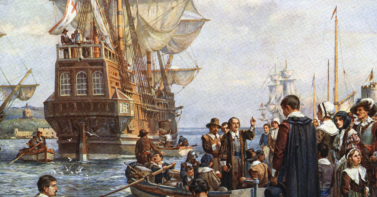 Mayflower voyage painting
